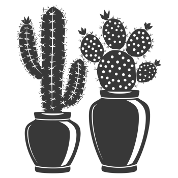 AI generated Silhouette cactus plant in the vase black color only png