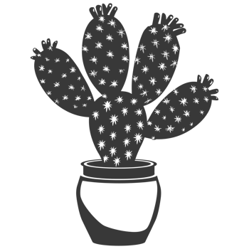 AI generated Silhouette cactus plant in the vase black color only png