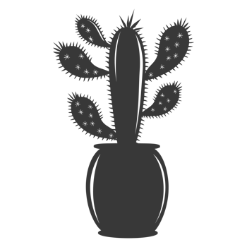 AI generated Silhouette cactus plant in the vase black color only png