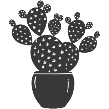 AI generated Silhouette cactus plant in the vase black color only png