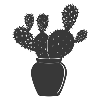 AI generated Silhouette cactus plant in the vase black color only png