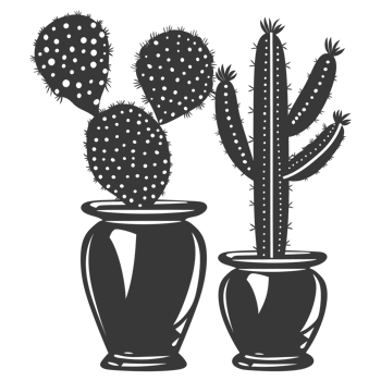 AI generated Silhouette cactus plant in the vase black color only png