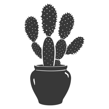 AI generated Silhouette cactus plant in the vase black color only png