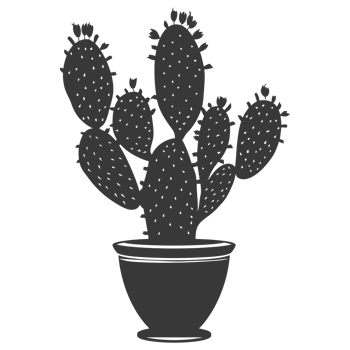 AI generated Silhouette cactus plant in the vase black color only png
