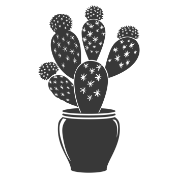 AI generated Silhouette cactus plant in the vase black color only png