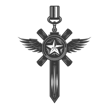 AI generated Silhouette war medal of honor black color only png