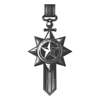 AI generated Silhouette war medal of honor black color only png