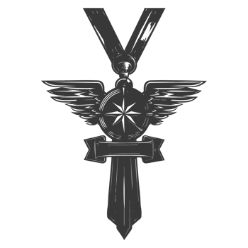 AI generated Silhouette war medal of honor black color only png