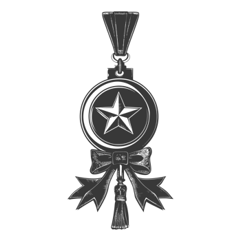 AI generated Silhouette war medal of honor black color only png