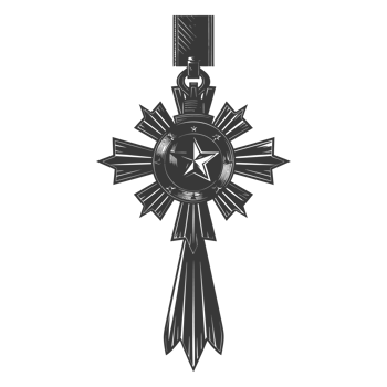 AI generated Silhouette war medal of honor black color only png