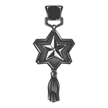 AI generated Silhouette war medal of honor black color only png