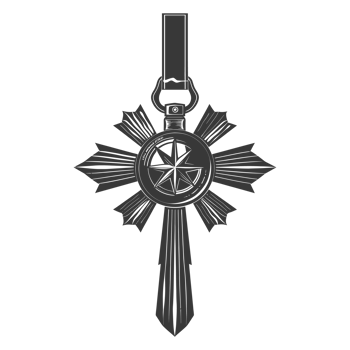 AI generated Silhouette war medal of honor black color only png