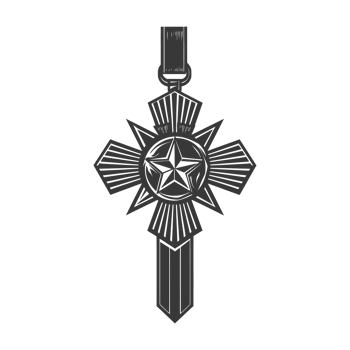 AI generated Silhouette war medal of honor black color only png