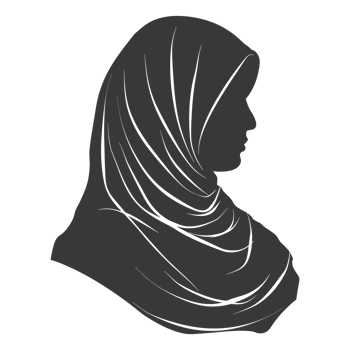 AI generated Silhouette women head wearing hijab black color only png