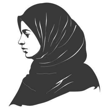 AI generated Silhouette women head wearing hijab black color only png