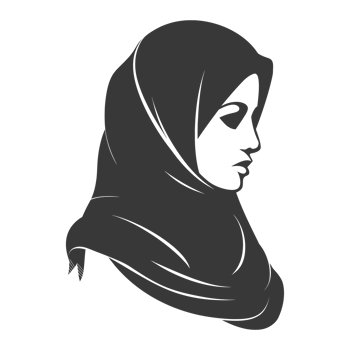 AI generated Silhouette women head wearing hijab black color only png