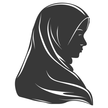 AI generated Silhouette women head wearing hijab black color only png