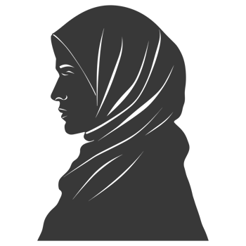 AI generated Silhouette women head wearing hijab black color only png