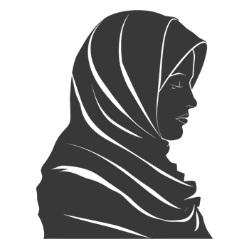 AI generated Silhouette women head wearing hijab black color only png