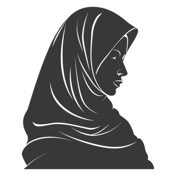 AI generated Silhouette women head wearing hijab black color only png