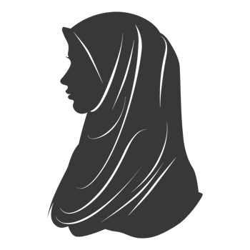 AI generated Silhouette women head wearing hijab black color only png