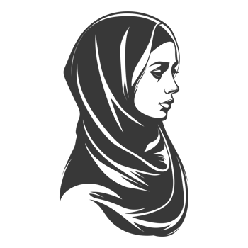 AI generated Silhouette women head wearing hijab black color only png