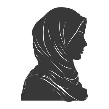 AI generated Silhouette women head wearing hijab black color only png