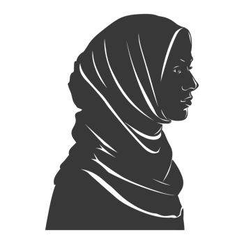 AI generated Silhouette women head wearing hijab black color only png