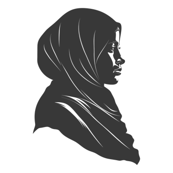 AI generated Silhouette women head wearing hijab black color only png