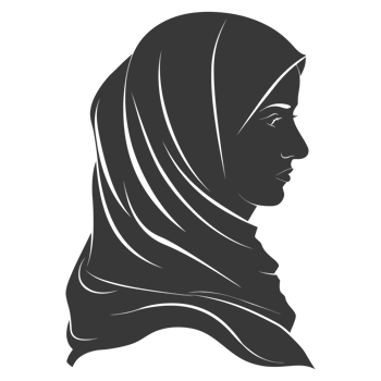 AI generated Silhouette women head wearing hijab black color only png