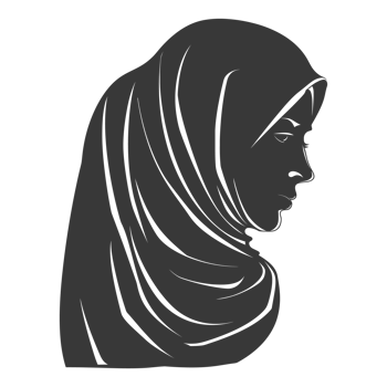 AI generated Silhouette women head wearing hijab black color only png