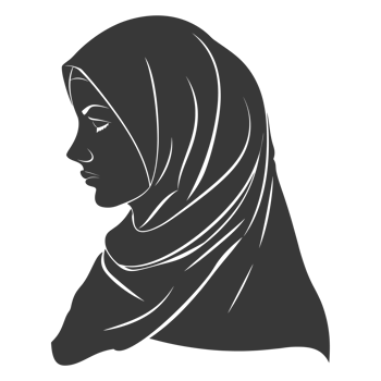AI generated Silhouette women head wearing hijab black color only png