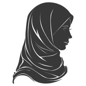 AI generated Silhouette women head wearing hijab black color only png