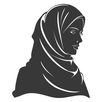 AI generated Silhouette women head wearing hijab black color only png