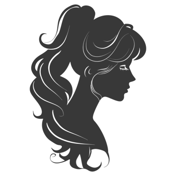 AI generated Silhouette women head thick black color only png