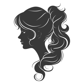 AI generated Silhouette women head thick black color only png