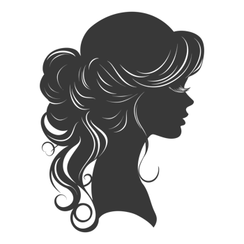 AI generated Silhouette women head thick black color only png