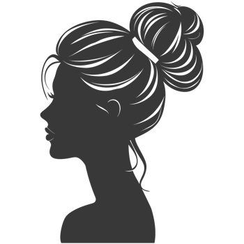 AI generated Silhouette women head thick black color only png