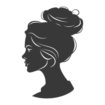 AI generated Silhouette women head thick black color only png