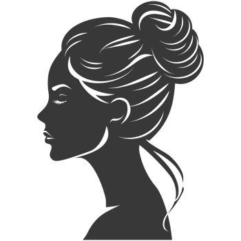 AI generated Silhouette women head thick black color only png