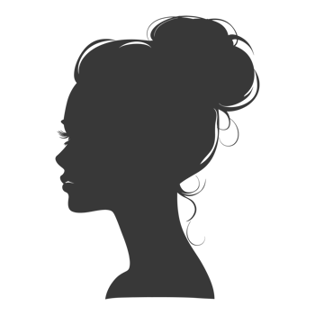 AI generated Silhouette women head thick black color only png