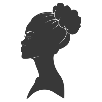 AI generated Silhouette women head thick black color only png