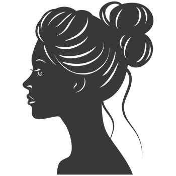 AI generated Silhouette women head thick black color only png