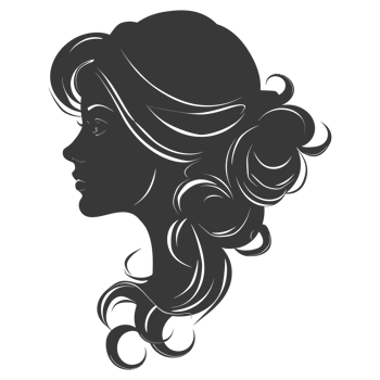 AI generated Silhouette women head thick black color only png
