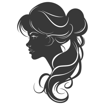 AI generated Silhouette women head thick black color only png