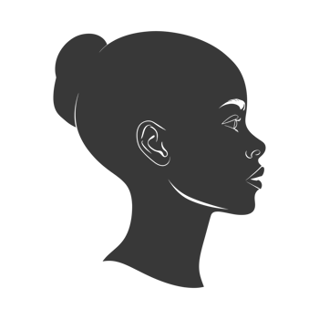 AI generated Silhouette women head thick black color only png
