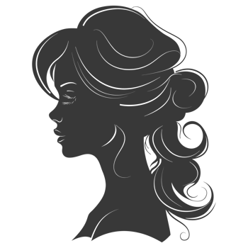 AI generated Silhouette women head thick black color only png