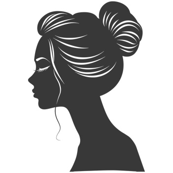 AI generated Silhouette women head thick black color only png