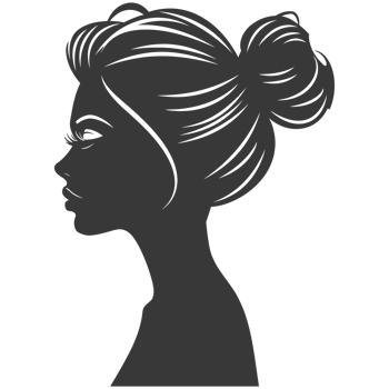 AI generated Silhouette women head thick black color only png