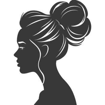 AI generated Silhouette women head thick black color only png